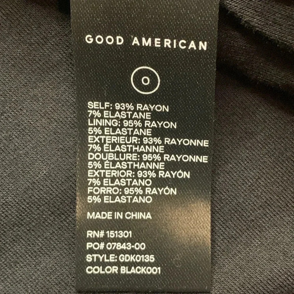 Good American Faux Wrap Dress Black Stretch NWT - Picture 6 of 13